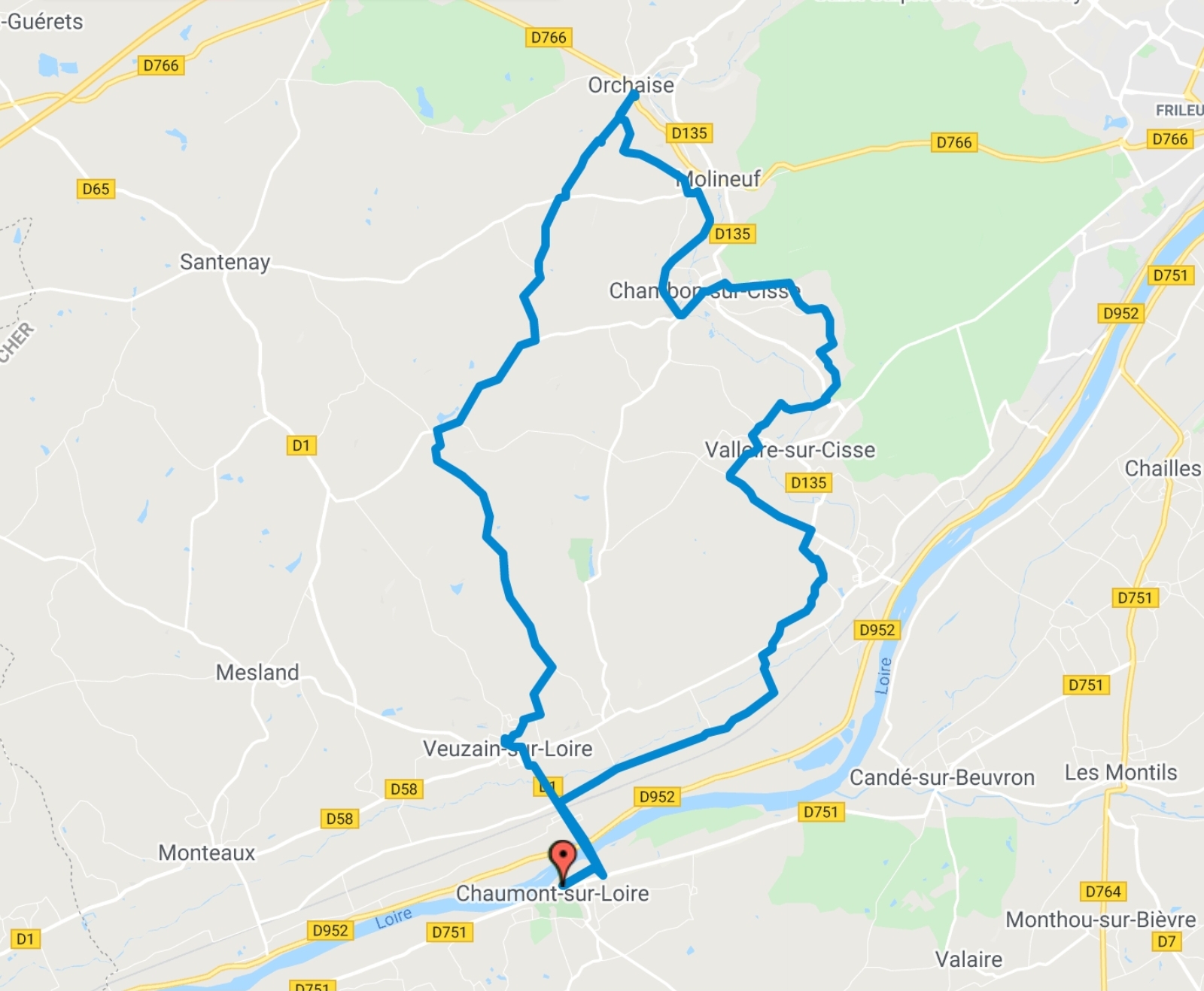 Les étapes de votre balade - 52 Km 